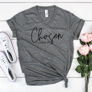 Chosen Graphic Tee in Heather Grey